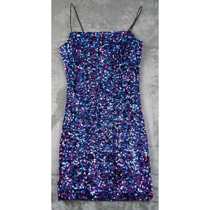 Sequin Dress Womens Small Multicolor Sleeveless Strap Club Party Dancing NWOT